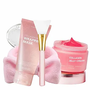 Набір для догляду за шкірою Нічна маска з колагеном, маска з колагеном, маска-плівка, для обличчя, колагеновий желе-крем - Фото 1