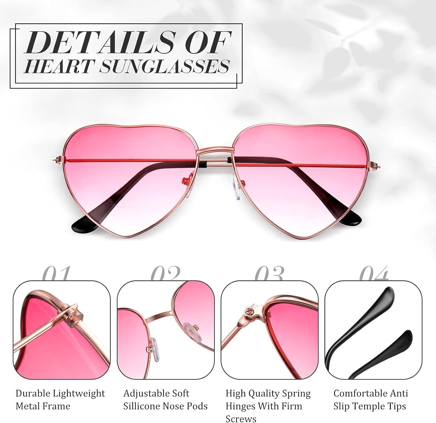 Окуляри Сонцезахисні Рожеві у Формі Серця, фото №3
