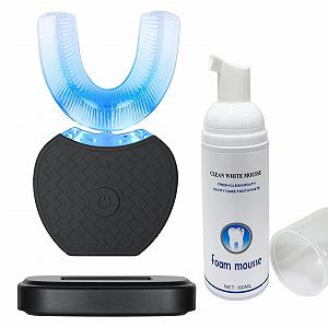 Електрична ультразвукова зубна щітка Automatische Ultraschall U-подібна 360° Black - Фото 1