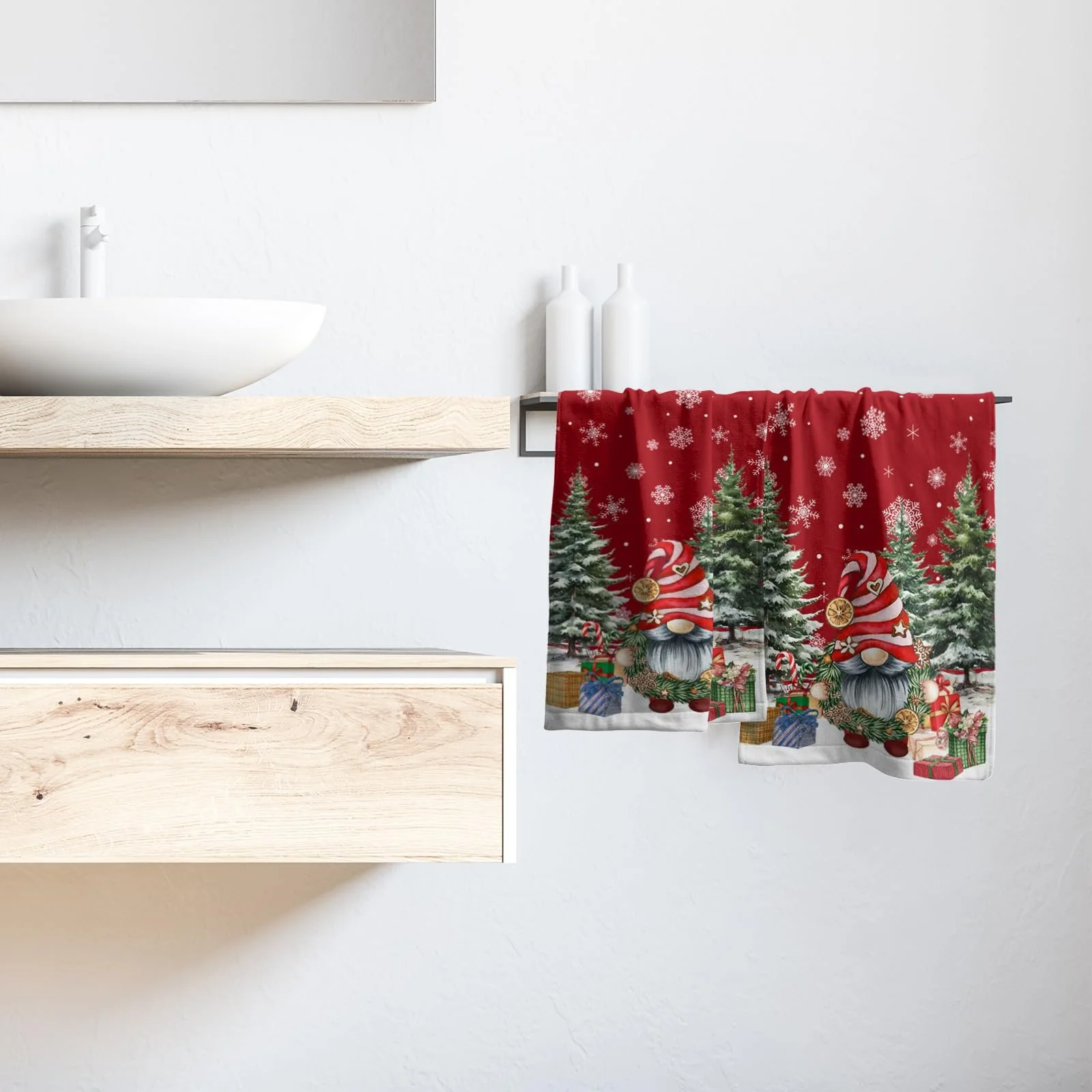 Рушники Christmas Towel Cute Gnomes Набір 2 шт. 14 x 28 дюймів Зимові гноми, фото №6