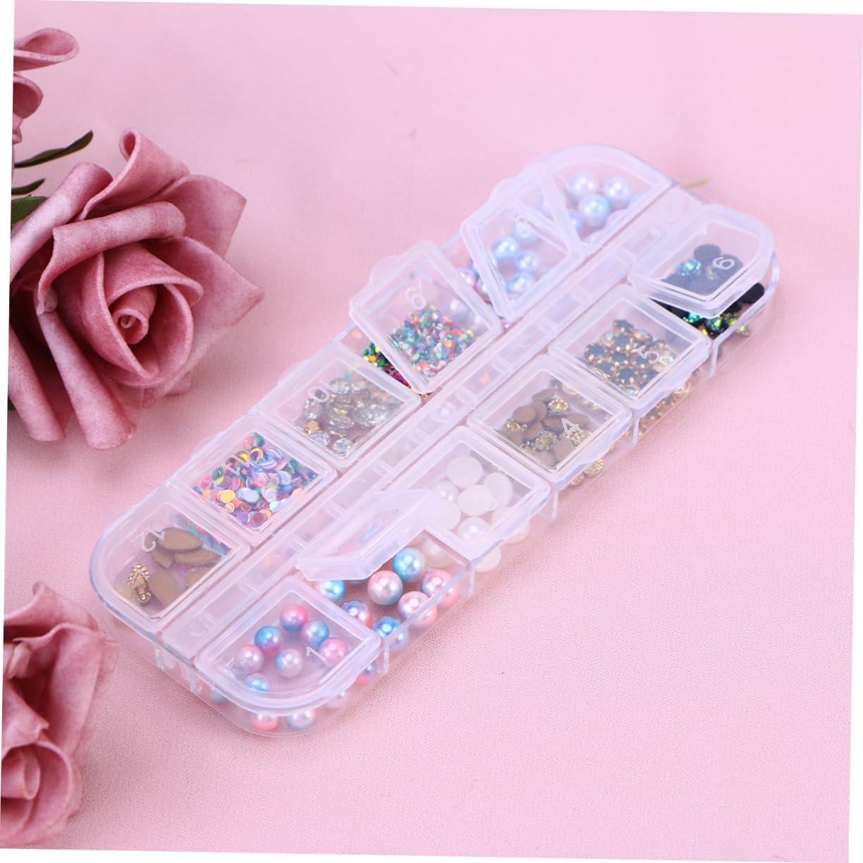 Набор для ногтей Healvian 4 шт. Блестящие заклепки для ногтей, искусственные жемчужины для ногтей, блестки для ногтей разных форм, фото №2