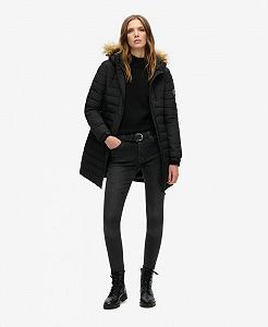 Куртка-пуховик Superdry Fuji женская с капюшоном, средней длины synthetic.ua - Фото 1