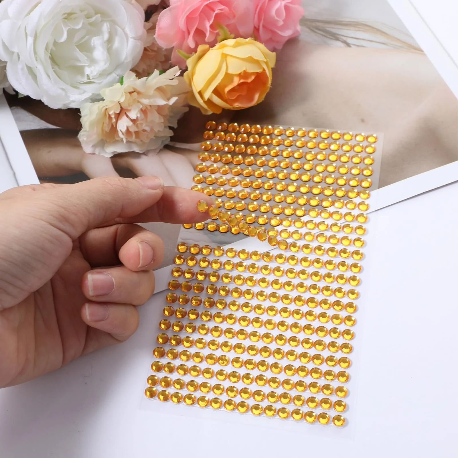 Стразы самоклеющиеся, Набор 5376 штук, Разноцветные, фото №5