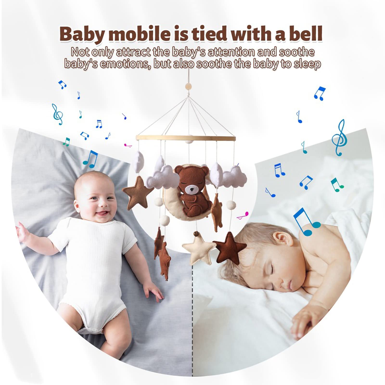 Подвесная игрушка Hava Kolari Mobile Baby Wind Chimes Felt Animals Mobile Baby Wooden Felt Balls Mobile Bed Bell Pendant Elephant, фото №6