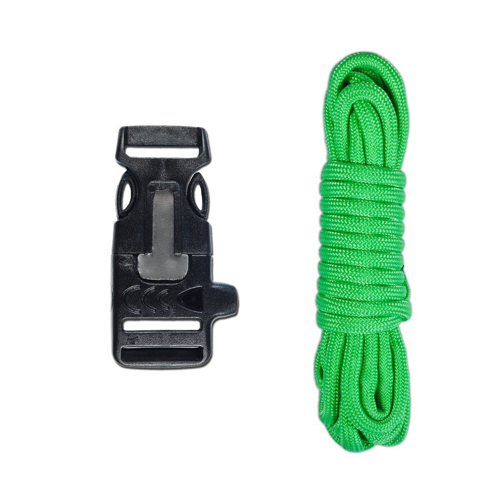 Браслет для выживания PARACORD PLANET из паракорда, огнива/свистка, 50.8 см, неоновый зеленый, фото №1