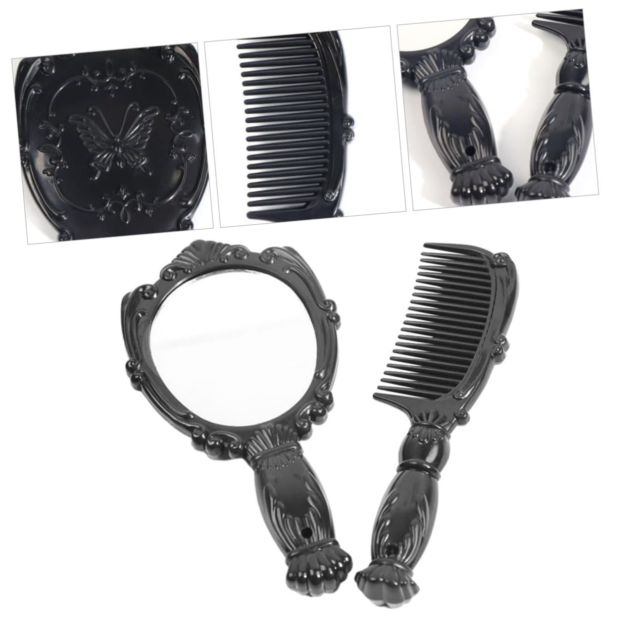 Комплект Angoily 4 шт Гребінець Дзеркало Чорний, фото №6 Комплект Angoily 4 шт Гребінець Дзеркало Чорний, фото №6