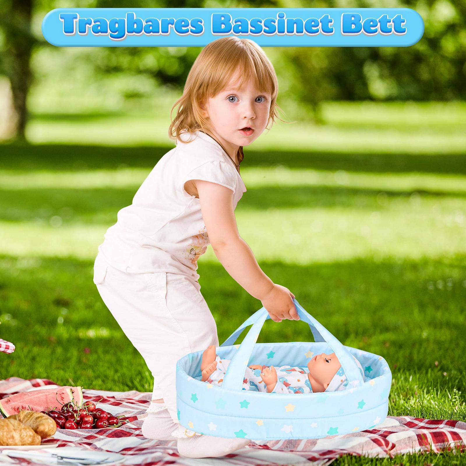 Кукла-мальчик 30 см с 3 комплектами одежды и аксессуарами, кроватка-переноска, бутылочка, игрушка для ролевых игр для детей 3-8 лет, подарок, фото №6