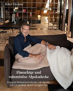 Покривало Ritter Decken La Paz Alpaca, 140 x 220 см, кремово-верблюжий synthetic.ua - Фото 1