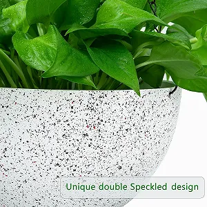 Подвесные цветочные вазоны LATERN 25 см 2 Pack Белый с вкраплениями с дренажными отверстиями synthetic.ua - Фото 1