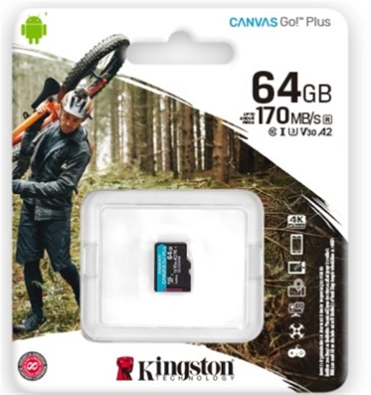 Карта памяти MicroSDXC 64GB UHS-I/U3 Class 10 Kingston Canvas Go! Plus R170/W70MB/s SDCG3/64GBSP, фото №3