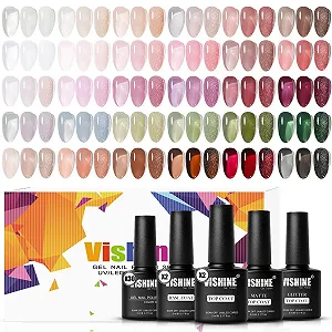 Гель-лак Vishine Jelly Pink Nude 36 кольорів + 2 базових покриття глянцевих + 1 матове верхнє покриття - Фото 1