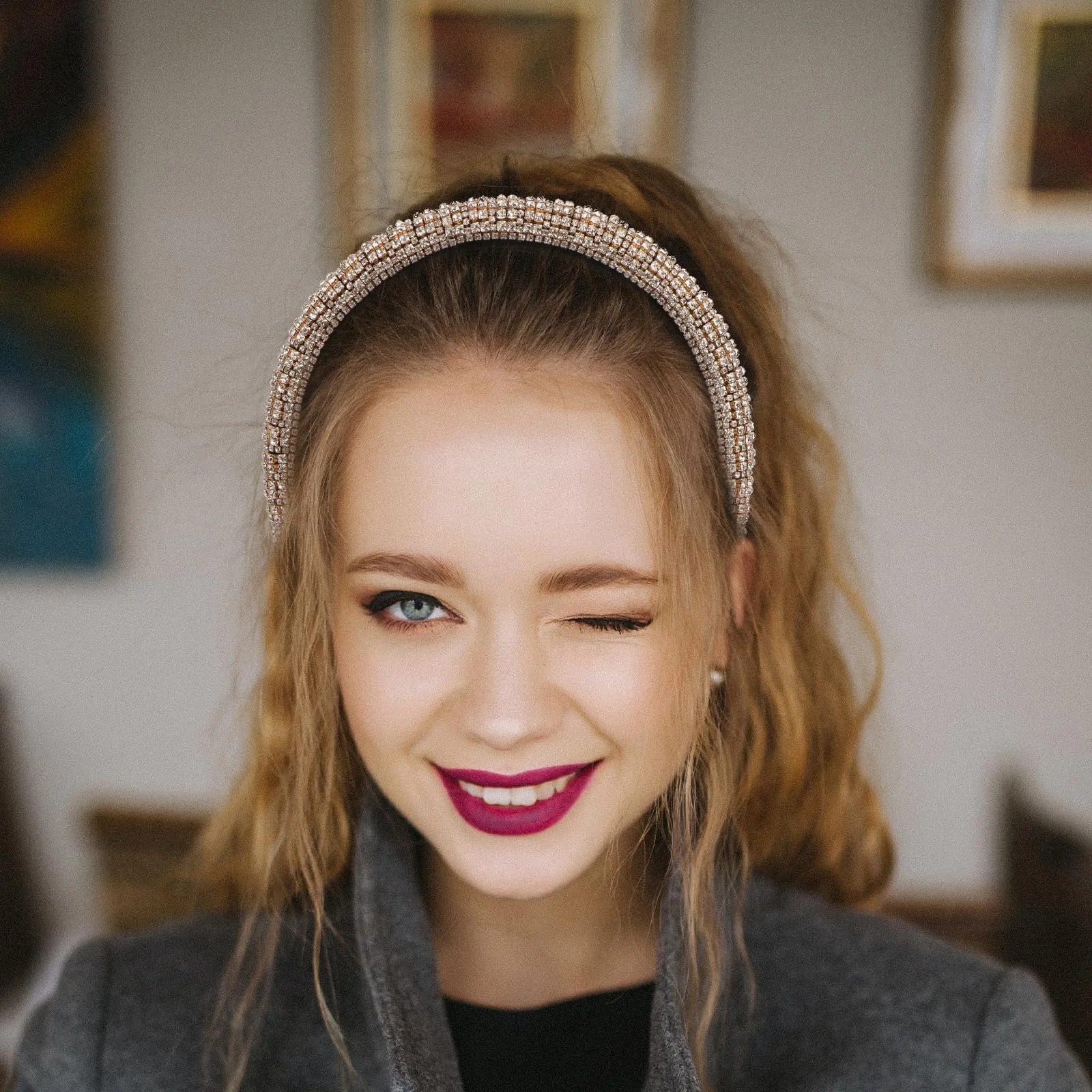 Обруч для волосся Beaupretty з блискітками, стразами, фото №2