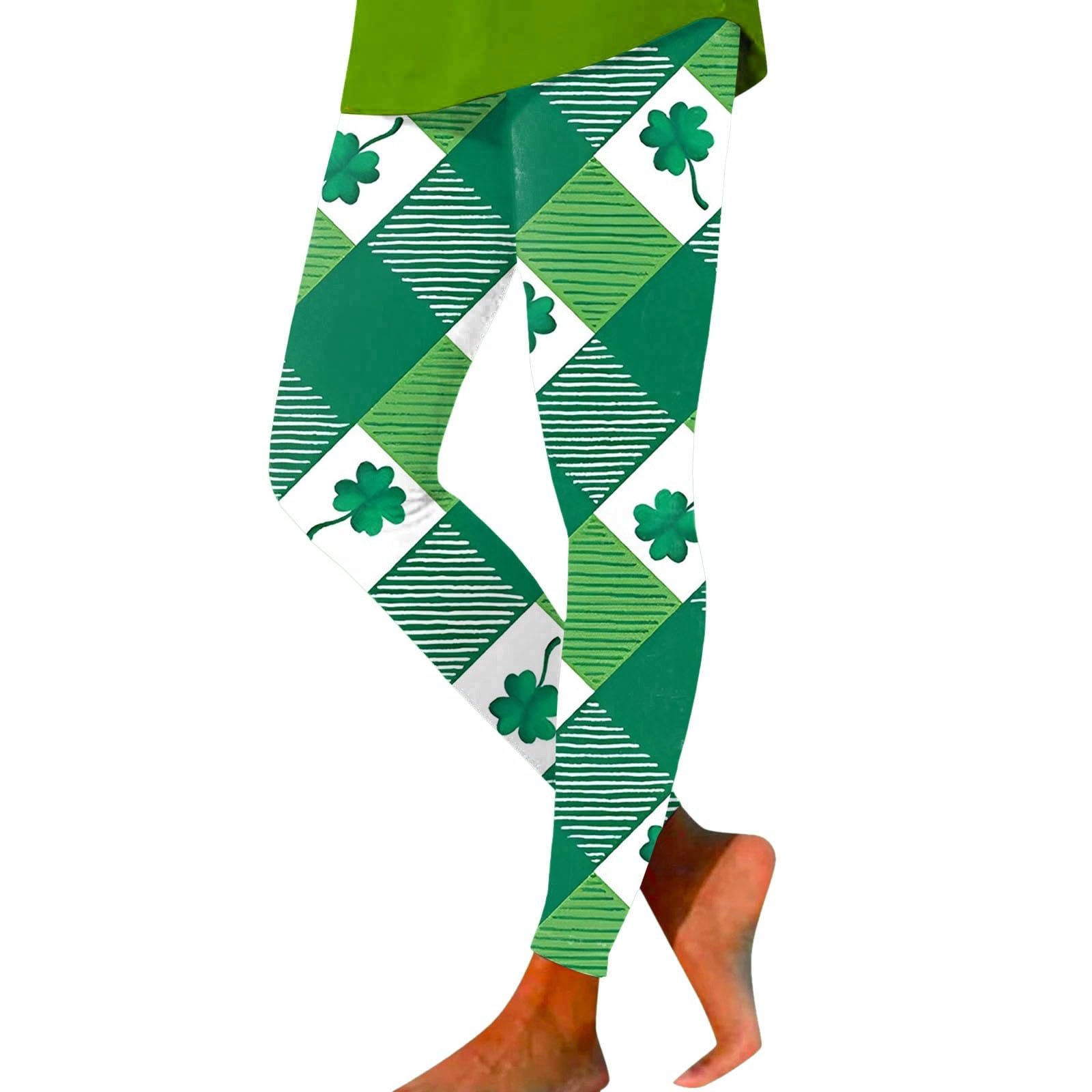 Легінси Фітнесні St Patrick's Day Irish Green Shamrock Floral Для жінок з високою посадкою, зручні Для бігу, кольорові колготки, еластичні костюми Для йоги, жіночі колготки, фото №1