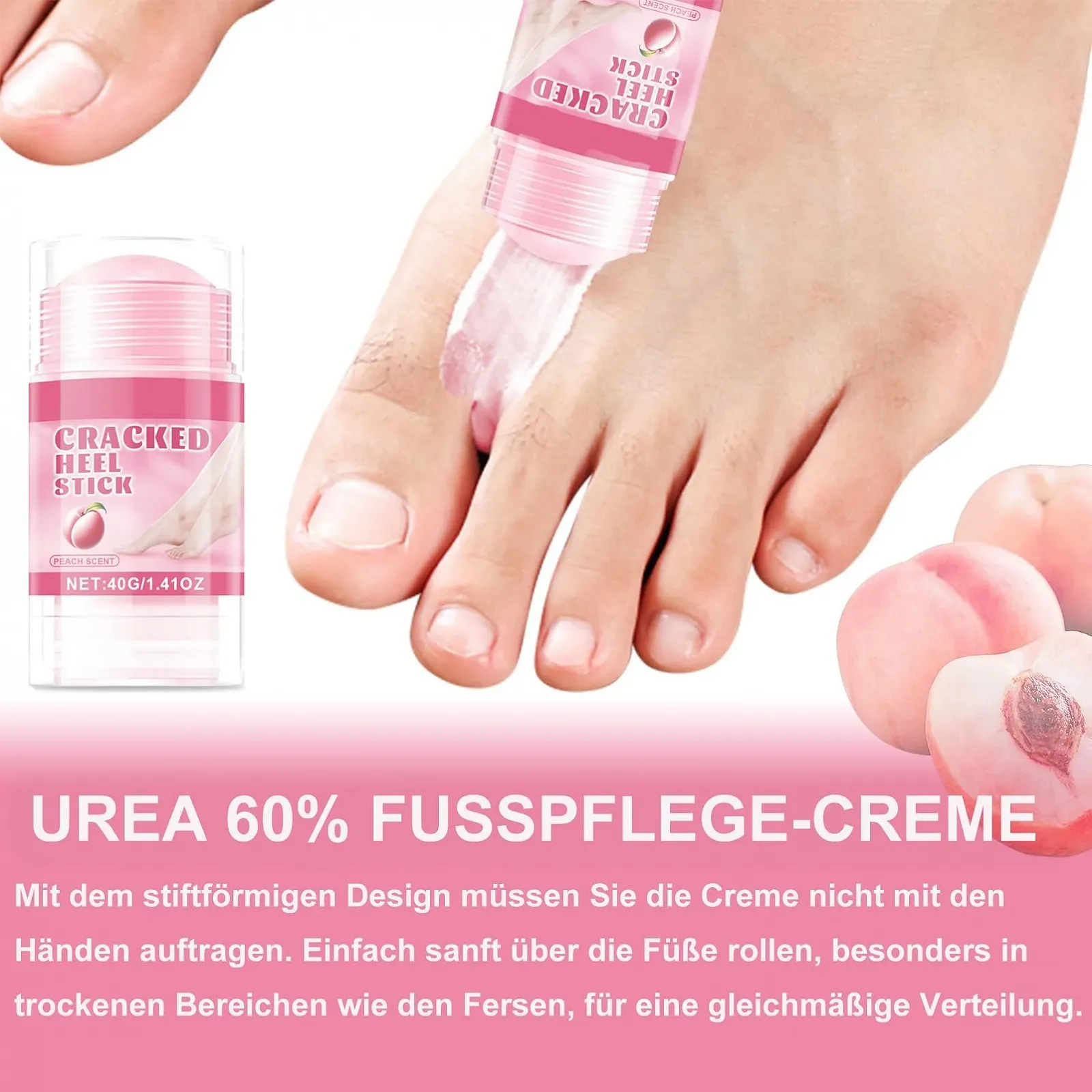 Крем-стик для ног Anti-Cracking с 60% мочевины увлажняющий 2 шт (80 г, Персик), фото №3