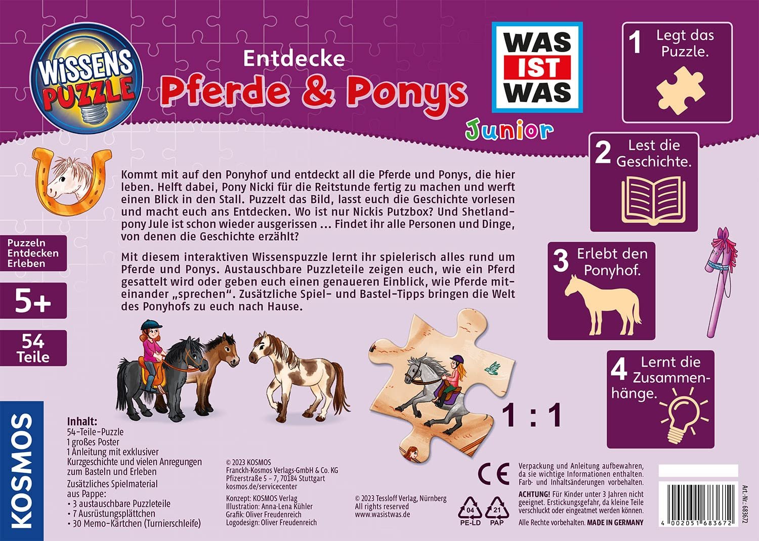 Пазл Knowledge Puzzle What Is What Junior Discover Horses & Ponies 54 детали обучающий, фото №2