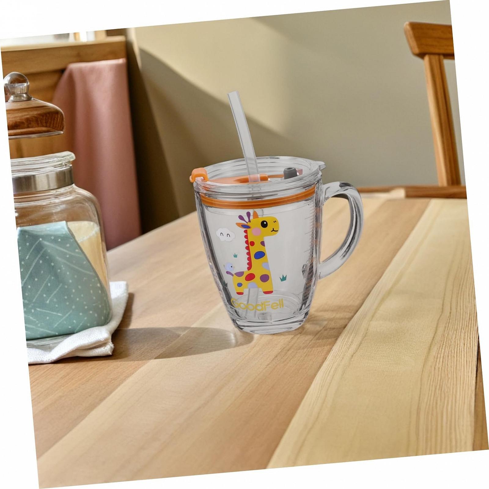 Дитяча склянка Luxshiny з ручкою для молока та соку з кришкою та соломинкою, мультяшний дизайн, термостійка, фото №7 Дитяча склянка Luxshiny з ручкою для молока та соку з кришкою та соломинкою, мультяшний дизайн, термостійка, фото №7