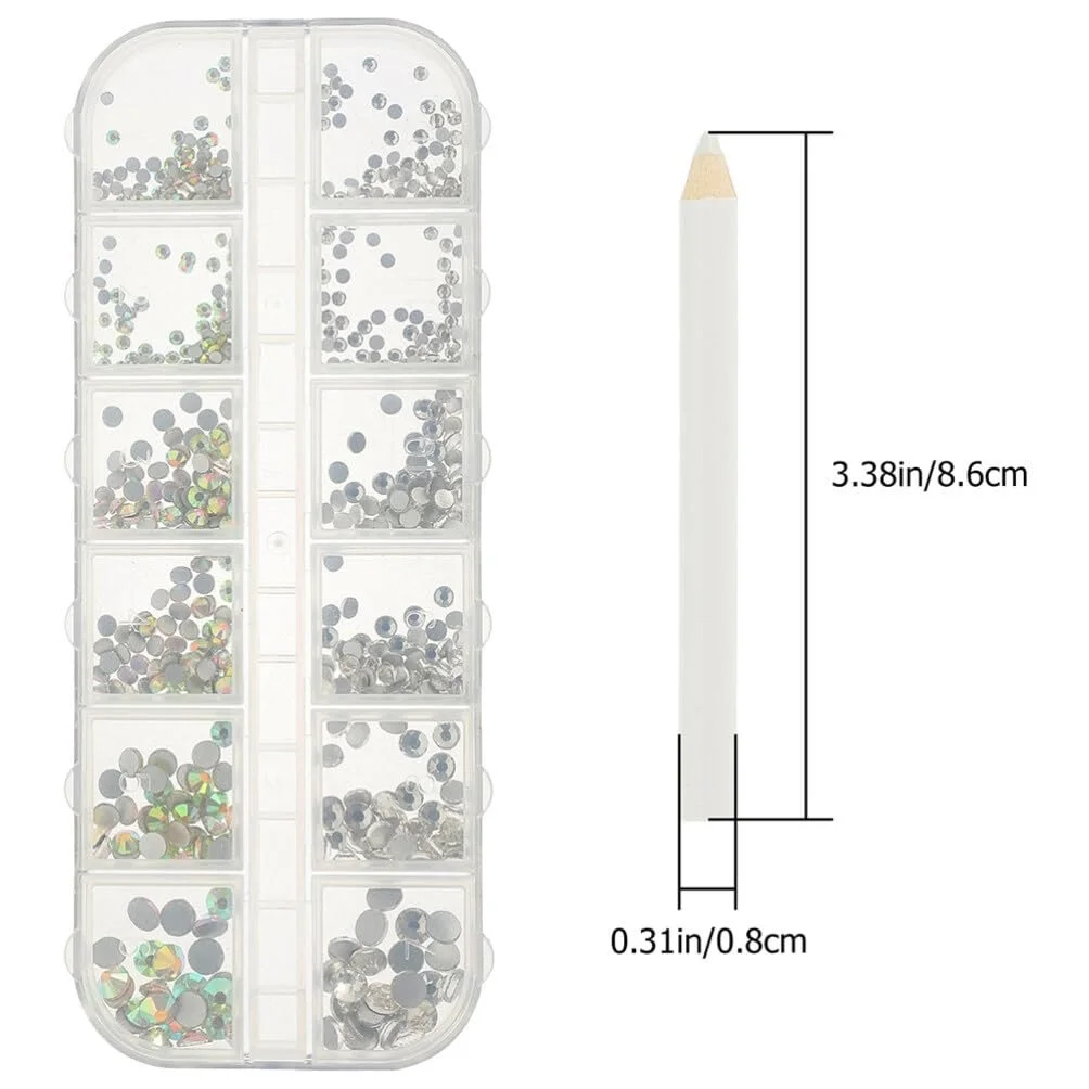 Набір для нігтів TEHAUX Прикраса для нігтів Серце, дорогоцінні камені, плоскі підвіски, діаманти для манікюру, кристали, скляні прикраси для обличчя, фото №6