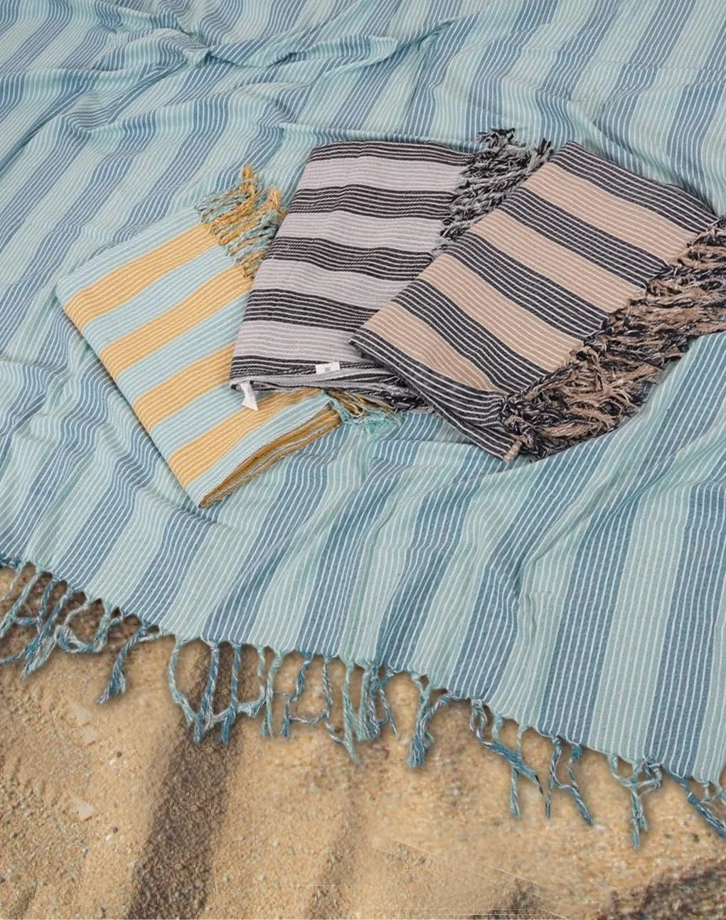 Покривало SaoTi Багатоцільове 220 x 240 см Бавовна (Темно-синій), фото №3