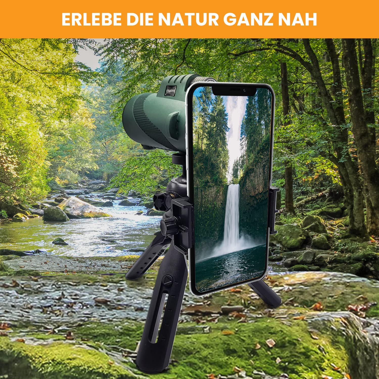 Телескоп Monocular 12x50 HD с держателем для смартфона черный, фото №2