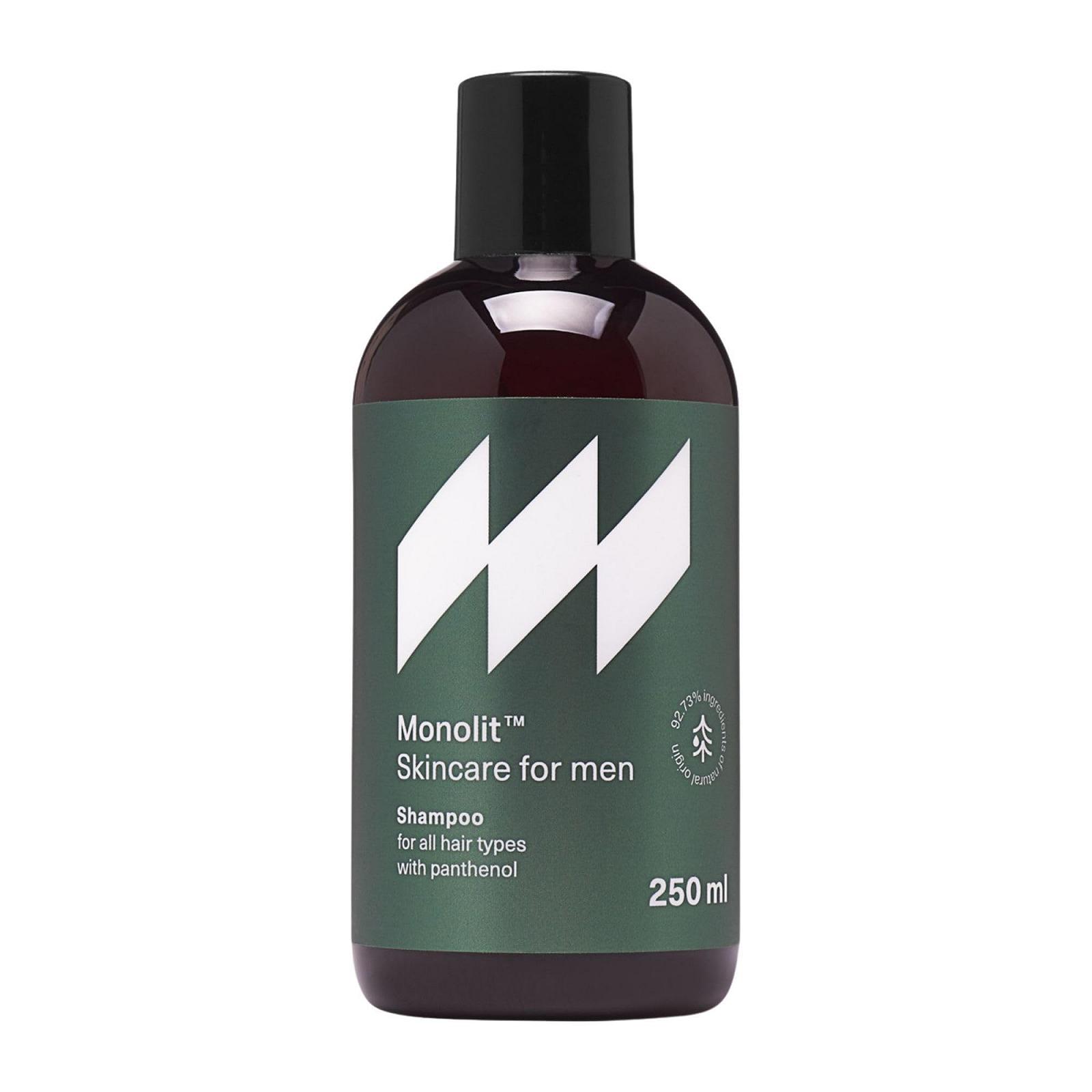 Шампунь Monolit для мужчин с Пантенолом Укрепление волос Уход за корнями волос Успокаивает кожу головы Пантенол Экстракт ромашки Эффективный эффект 250 мл, фото №1