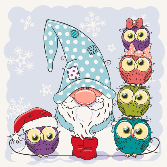 Картина за номерами Холсте Гномік з совами Art Craft 15556-AC 30х30 см, фото №1