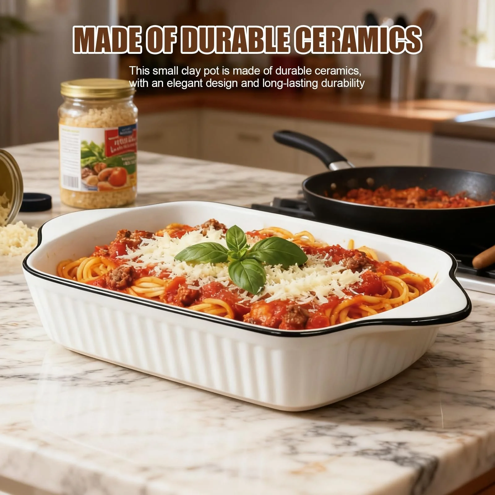 Набор форм для запекания керамических прямоугольных с ручками 1 л 4 шт. 26.5 x 14.7 x 4.6 см, фото №5