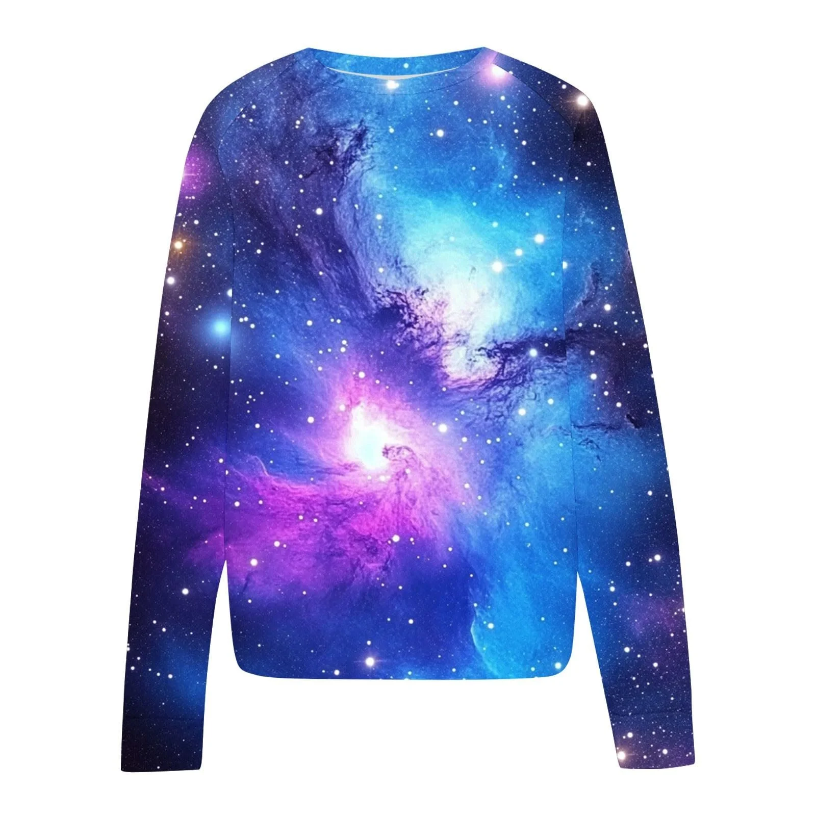 Лонгслив Komiseup Galaxy Женский, длинный рукав, круглый вырез, без капюшона, 3D принт галактики, большие размеры, Streetwear 25, фото №4