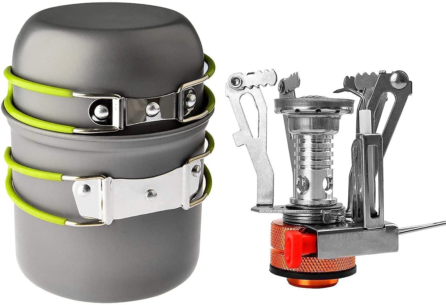 Набор посуды Shayson Camping Pot Set с газовой плитой, портативный алюминиевый складной набор для готовки на 1-2 человек, фото №1