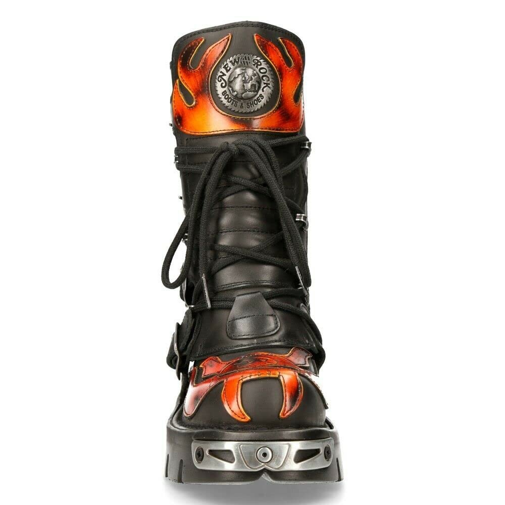 Чоботи New Rock Unisex Сріблястий Металік Череп Devil Шкіряні до литок, фото №5