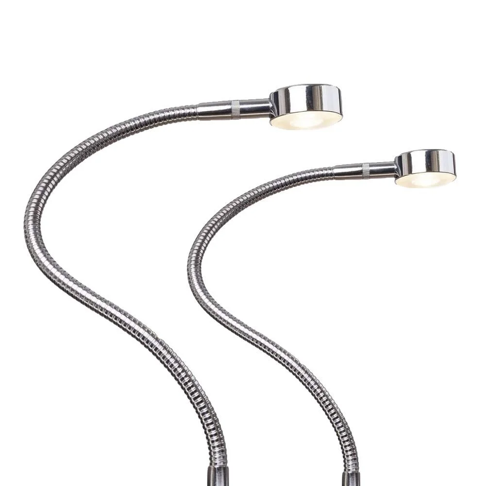 Настільна лампа для читання LED гнучка з сенсорним перемикачем сріблясто-сіра/хром, фото №1