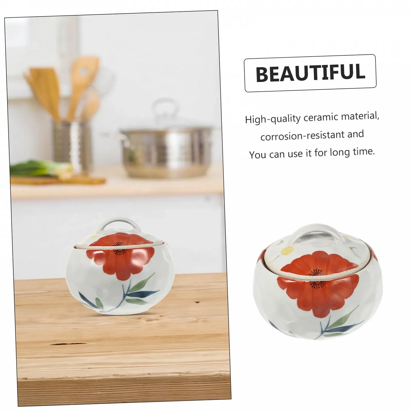 Горшок для тушения керамический С крышкой Белый каменный Термостойкий, фото №4