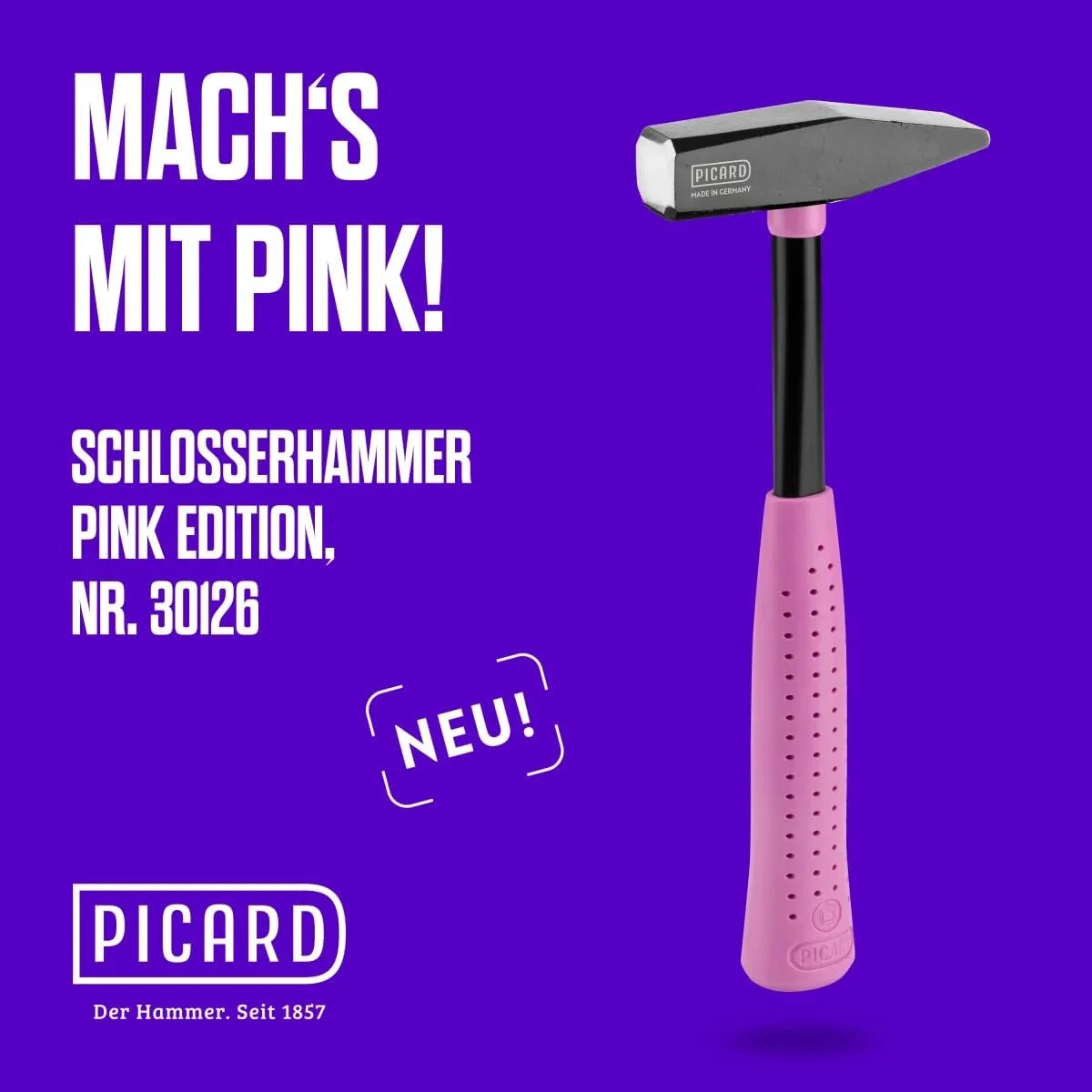 Молоток слесарный PICARD RS Pink Edition 300 г со стальной трубчатой ручкой Розовый, фото №2 Молоток слесарный PICARD RS Pink Edition 300 г со стальной трубчатой ручкой Розовый, фото №2
