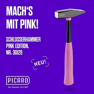 Молоток слесарный PICARD RS Pink Edition 300 г со стальной трубчатой ручкой Розовый synthetic.ua - Фото 1