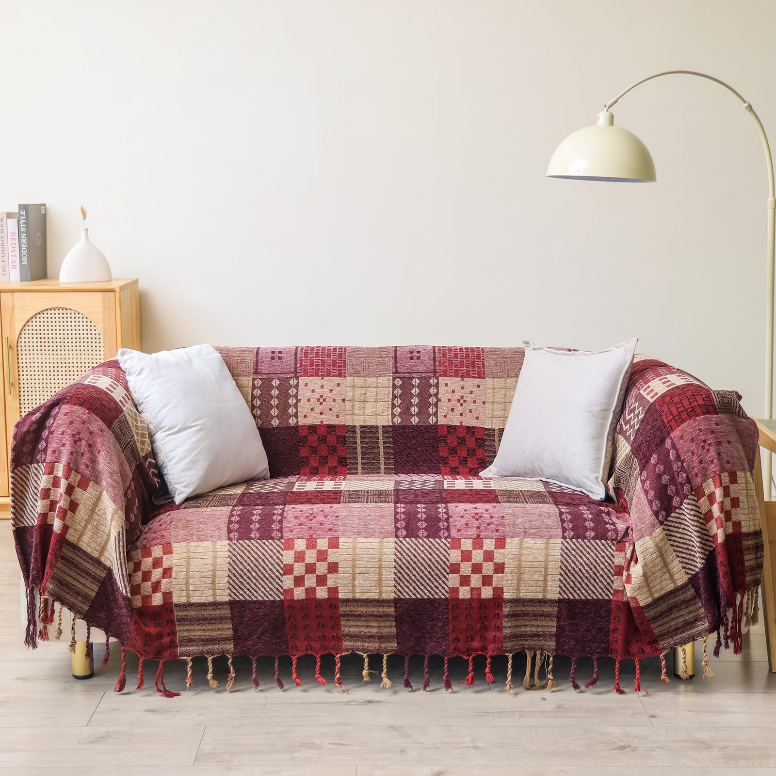 Покривало ткане Chenille HOORDRY Візерунок, двосторонній плед з бахромою, фото №10