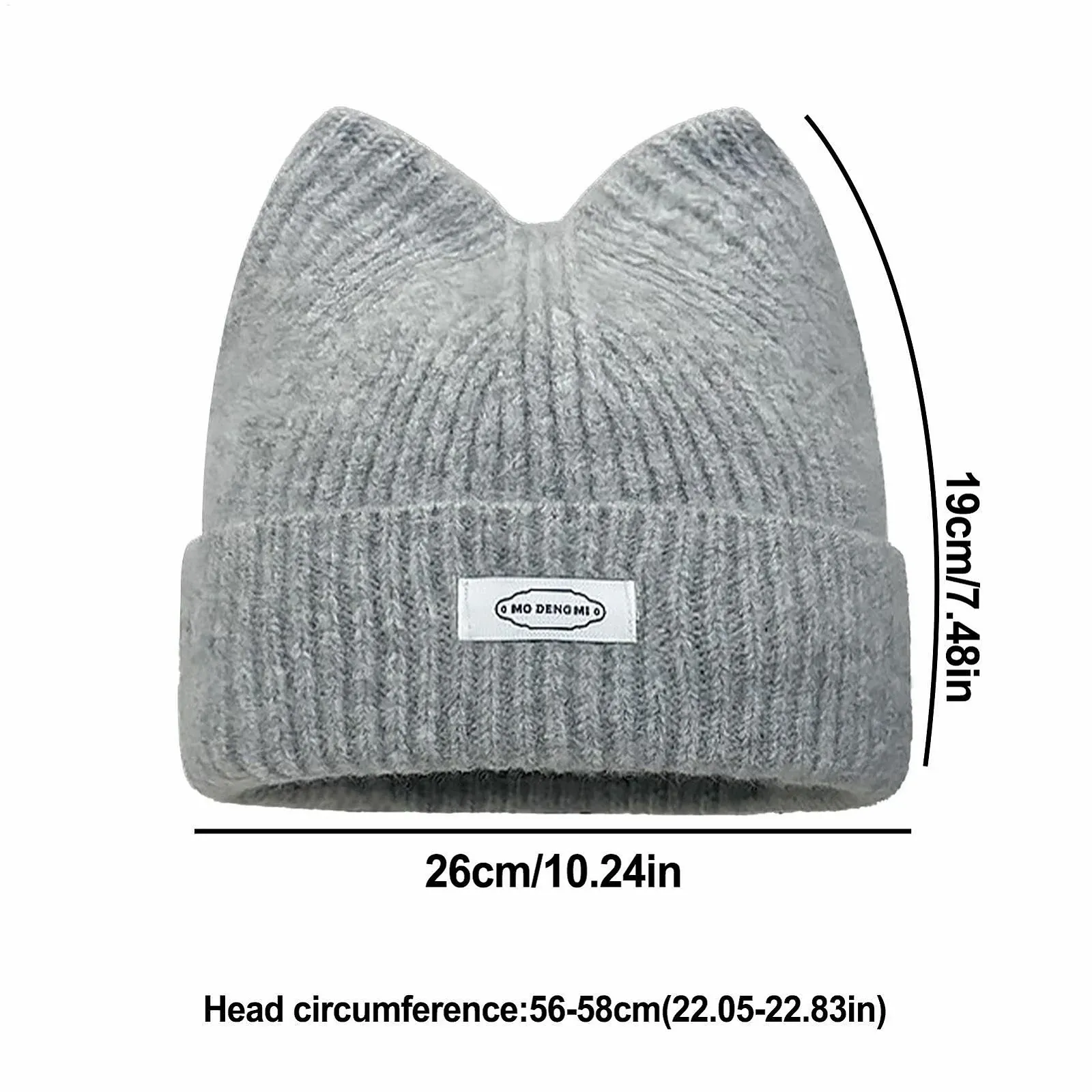 Вязаная Шапка с кошачьими ушками Светло-серая, фото №1 Вязаная Шапка с кошачьими ушками Светло-серая, фото №1