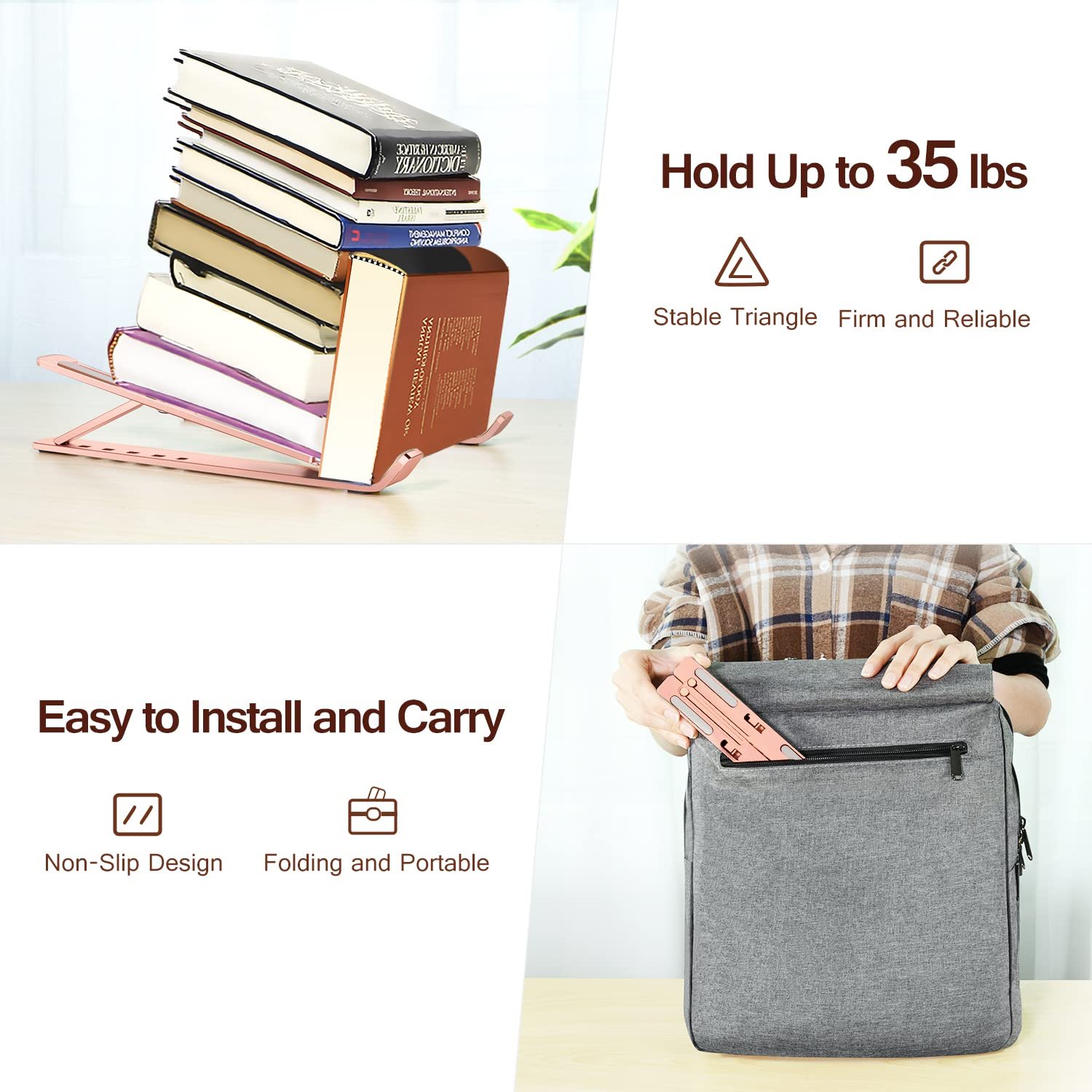 Підставка для ноутбука ivoler, 6 рівнів регулювання висоти, складана алюмінієва, портативна вентильована, фото №6