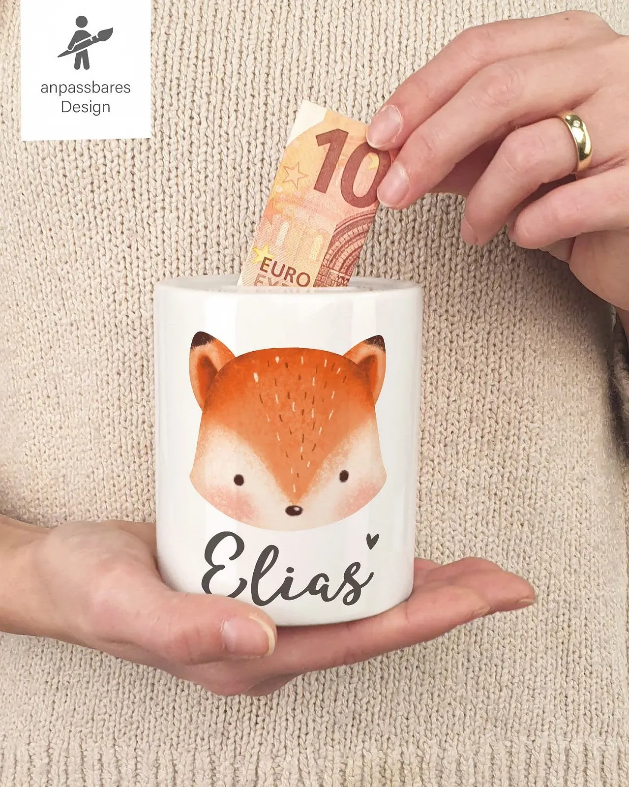 Скарбничка з ім'ям Bear Fox Unicorn керамічна, фото №3