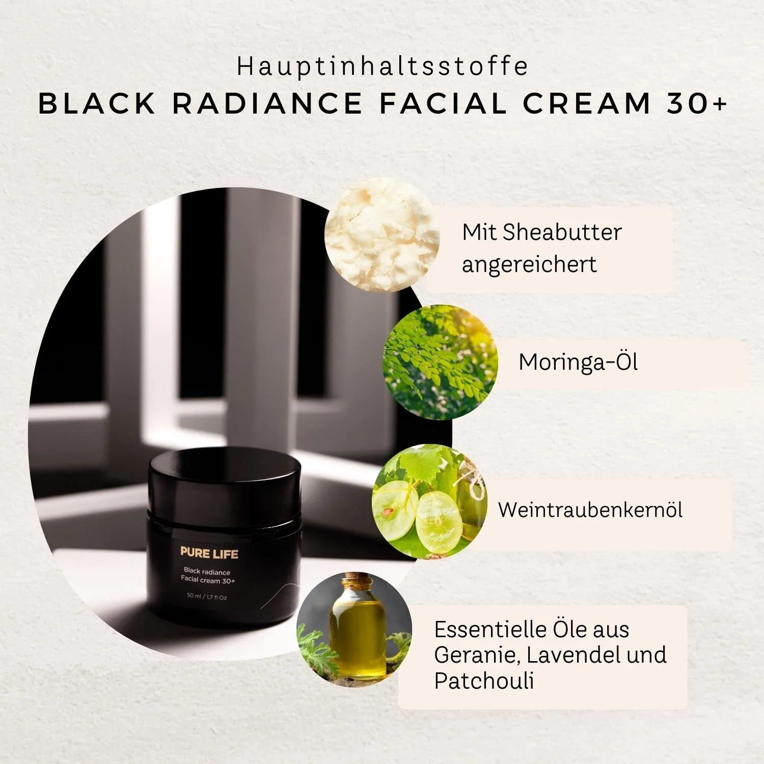 Денний крем AOKlabs Pure Life Black Radiance SPF 30 антивіковий із маслом ши, морингою та баобабом, фото №5 Денний крем AOKlabs Pure Life Black Radiance SPF 30 антивіковий із маслом ши, морингою та баобабом, фото №5