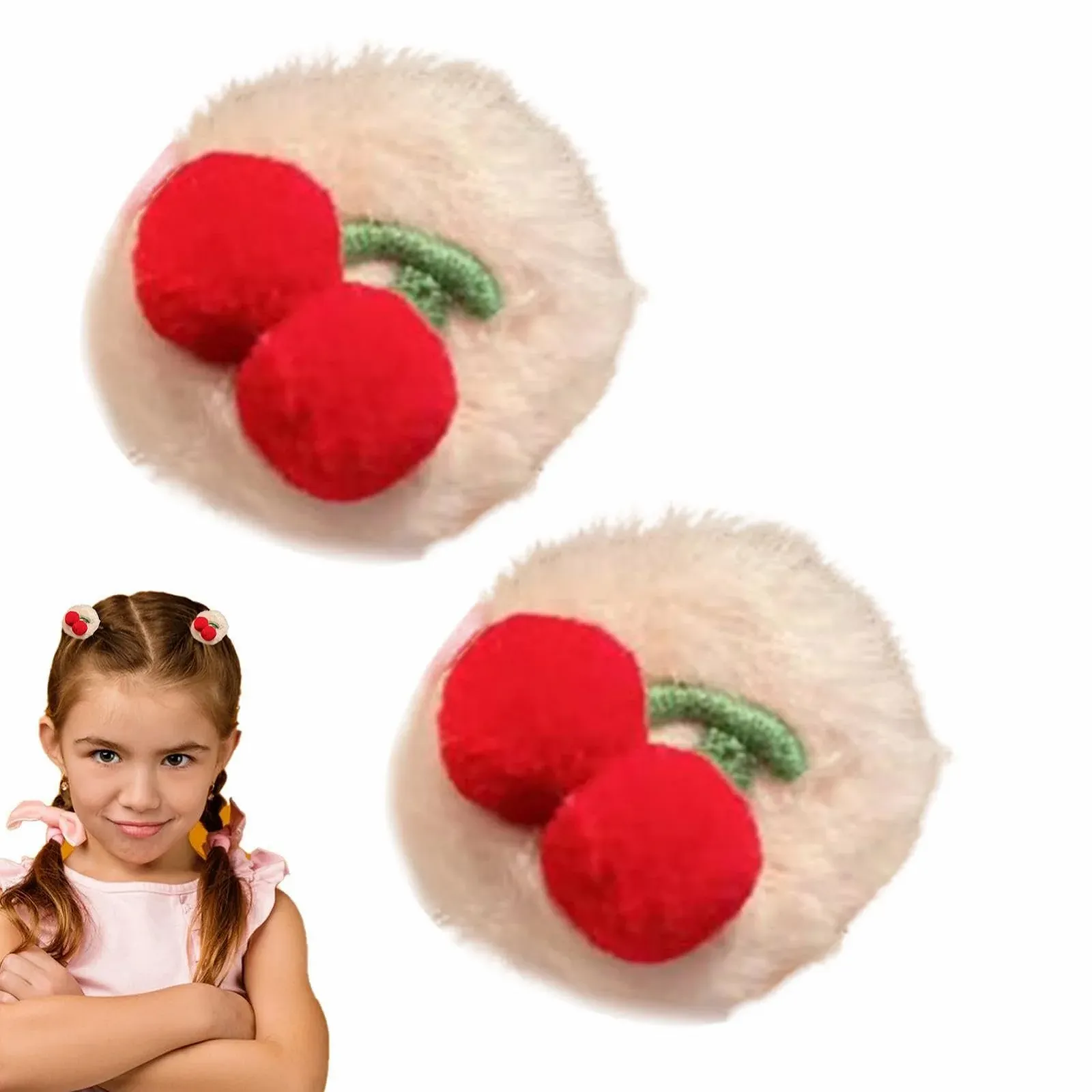 Плюшевые Заколки для Волос Фруктовые - 2 шт., фото №1 Плюшевые Заколки для Волос Фруктовые - 2 шт., фото №1