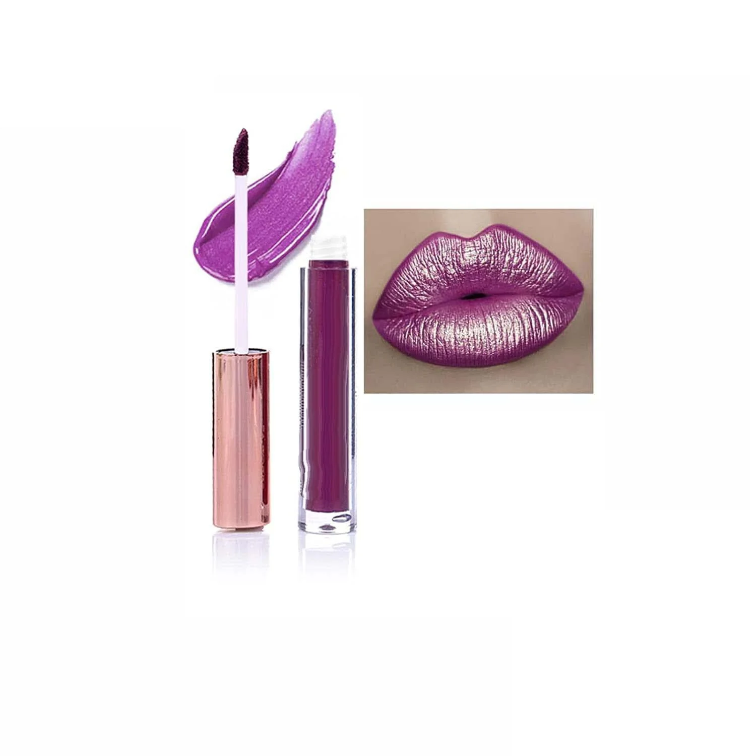 Матовый металлик Блеск для губ Стойкий Водостойкий Сильно пигментированный Не липкий Бриллиантовый блеск Жидкая помада Макияж для женщин (C), фото №1