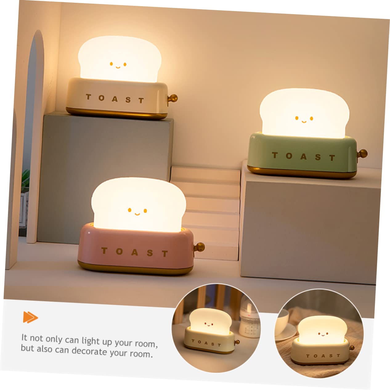 Нічник DOITOOL Toaster Timer для кімнат, подарунок для дівчаток, нічник, нічник у вигляді тосту, нічник для догляду, милі світильники, декорація кімнати підлітка, фото №3