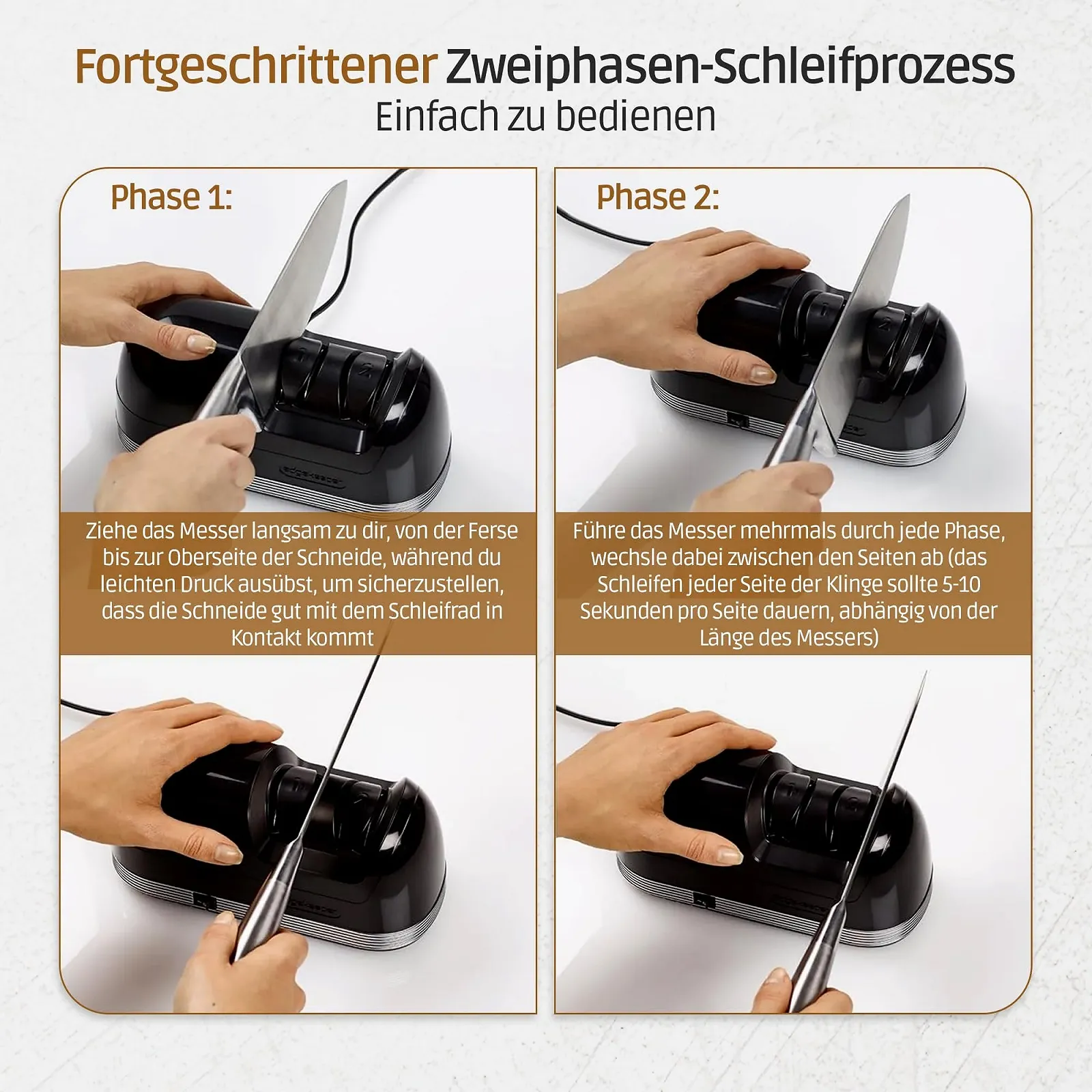 Електричне точилка для ножів Olvy алмазне грубе та тонке заточування, фото №2