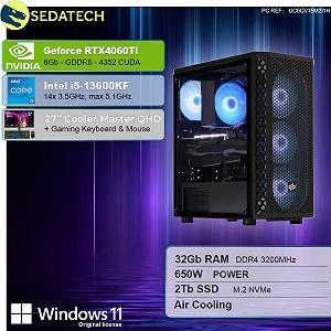 Комплект Sedatech Pro Gaming PC Intel i5-13600KF RTX4060Ti 32GB RAM 2TB SSD M.2 Windows 11 Монітор 27 дюймів synthetic.ua - Фото 1