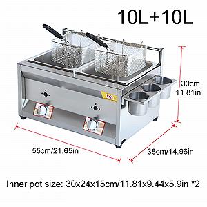 Фритюрница ZYLEDW Professional Gas 10L + 10L Большая Нержавеющая сталь LPG Двойная synthetic.ua - Фото 1