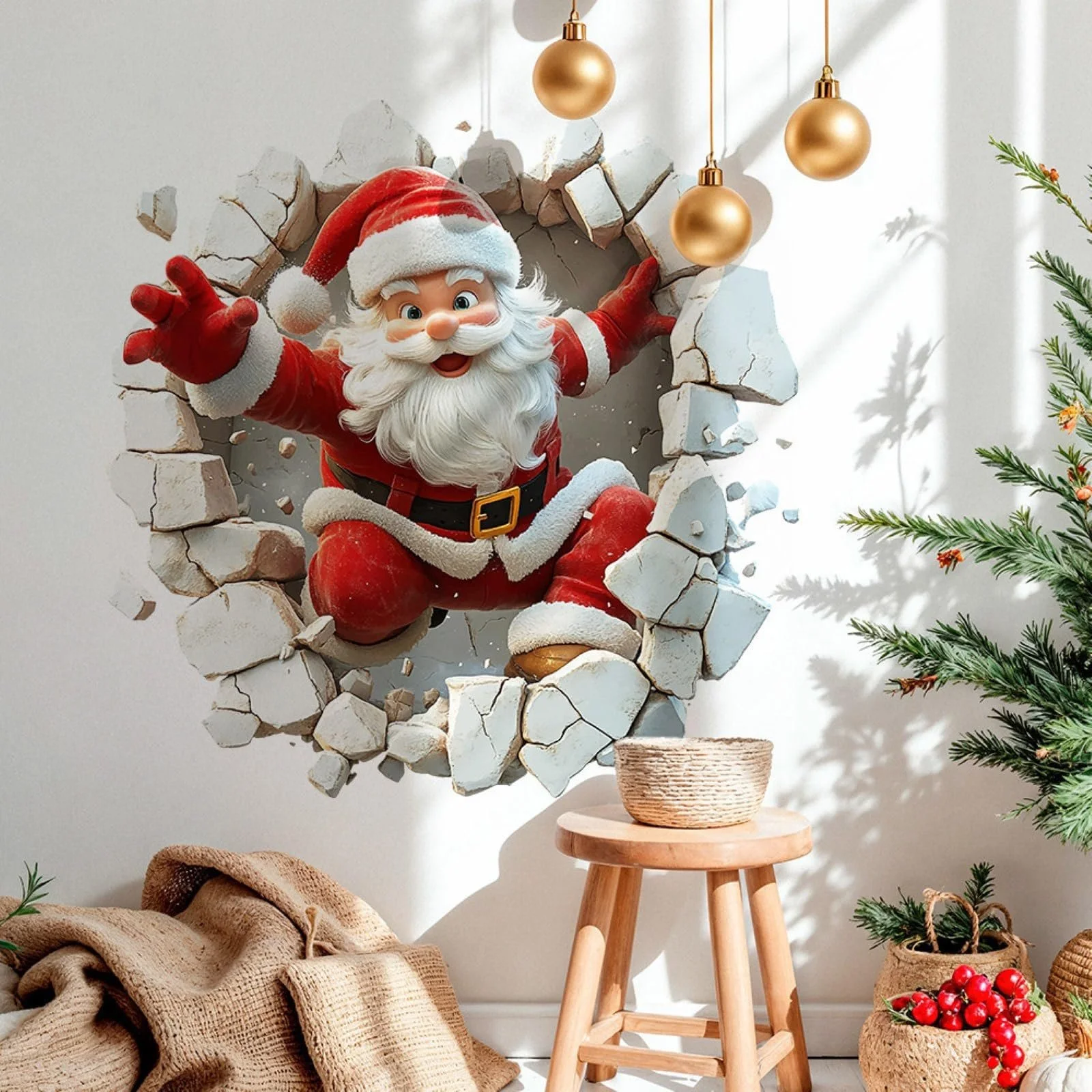 Настінна наклейка 3D Мультяшний Санта-Клаус PVC самоклеюча святковий декор, фото №6 Настінна наклейка 3D Мультяшний Санта-Клаус PVC самоклеюча святковий декор, фото №6