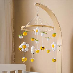 Мобиль Bee Blossom Baby Mobile Baby Bed, Mobile Changing Table, Mobile Baby Wooden Wind Chime, Mobile Baby Wind Chimes with Felt Balls, Baby Wind Chime Nursery Decoration, Newborn Gift Baby (розовый) synthetic.ua - Фото 1