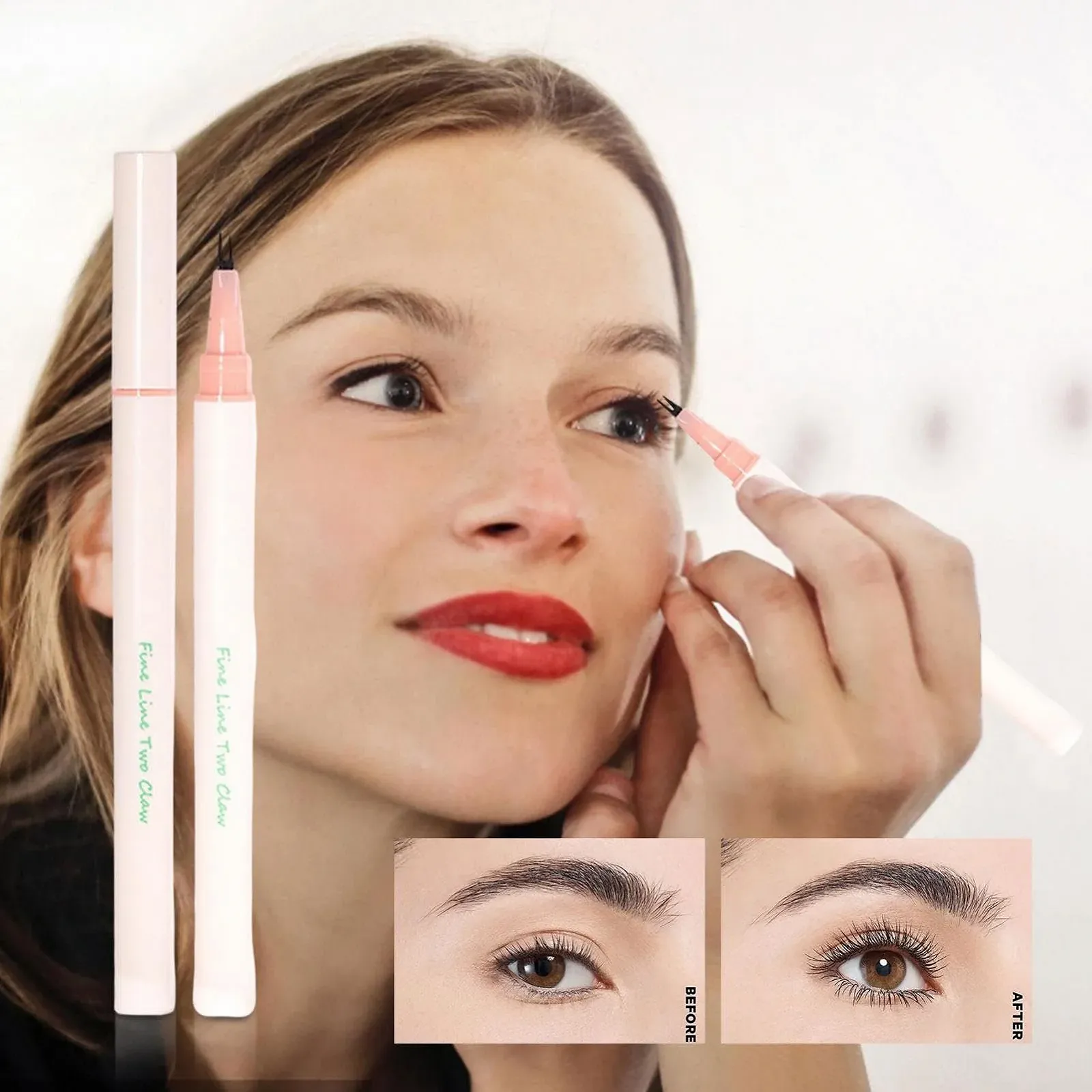 Подводка Anulely жидкая с двухзубчатой кистью, водостойкая, стойкая для макияжа глаз, фото №2