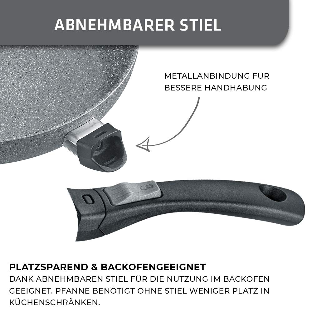 Сковорідка Berndes Aluminium Click Induction 24 см з зйомною ручкою антипригарне покриття для всіх плит включаючи духовку Сіра, фото №4