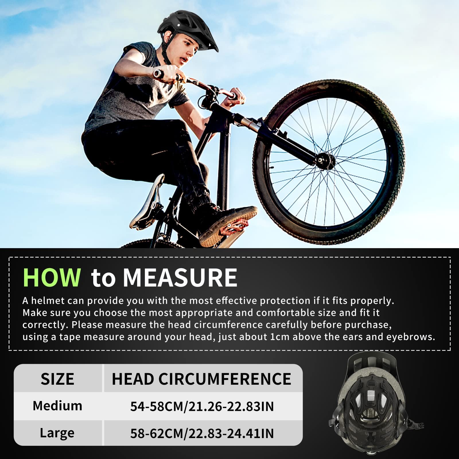 Велосипедный шлем SIFVO MTB, для мужчин и женщин, с козырьком, для взрослых и подростков, размер M/L (54-58-62 см), для горного велосипеда, для шоссейного велосипеда, легкий и регулируемый, фото №7