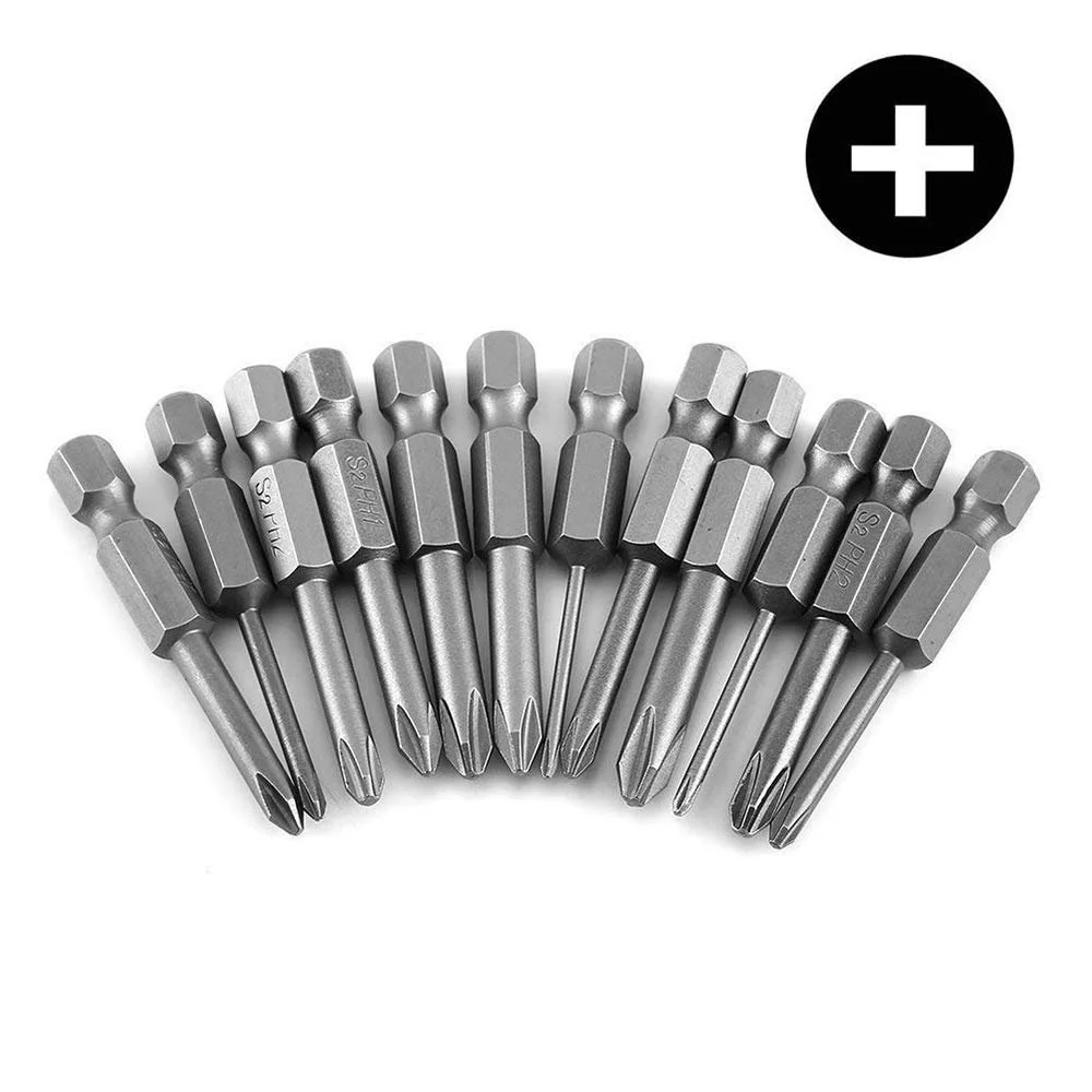 Набір біт для викрутки Phillips Mesee 12 шт. 1/4 дюйма S2 Steel 50 мм Magnetic Hex Shank, фото №2